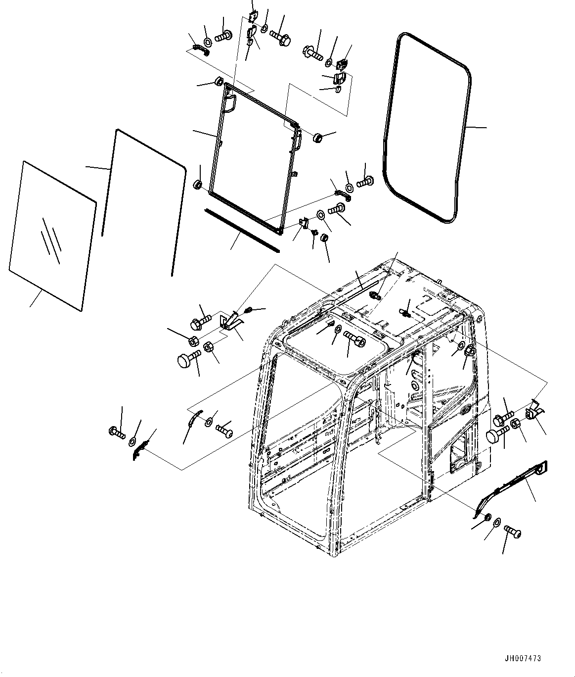 Cab, Front Window(#353888-) — komatsu parts diagram