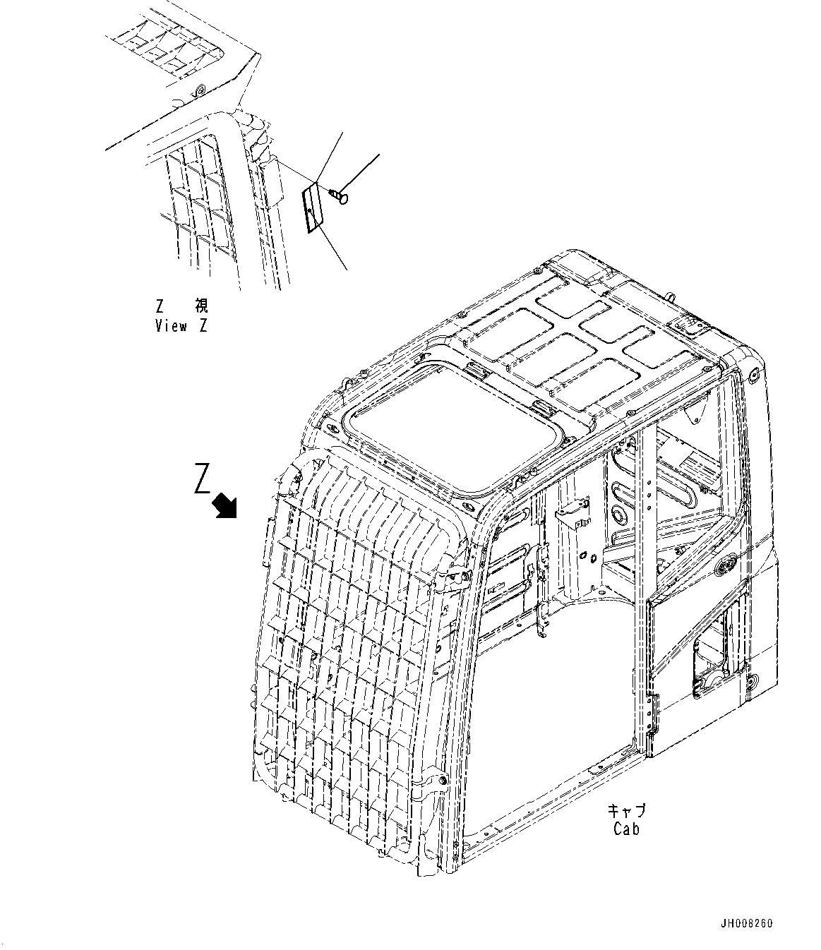 FOPS Plate, (Arabic-English, Cab Front Full Guard LV2)(#350001-) — komatsu parts diagram