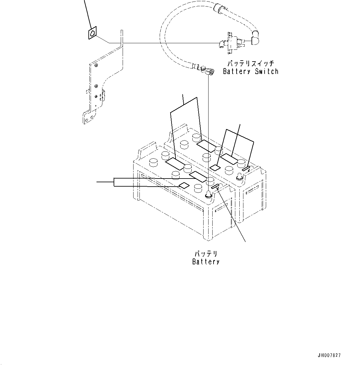 Caution Plates, Battery, (Spanish-English, USA, Battery Disconnect Switch)(#350001-) — komatsu parts diagram