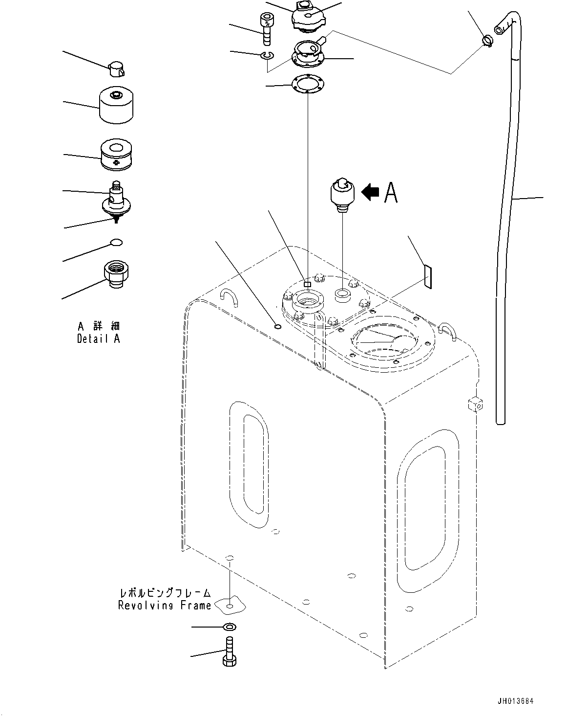 Hydraulic Tank, Breather Mounting (Without Additional Actuator Piping, Accumulator)(#358434-358433) — komatsu parts diagram