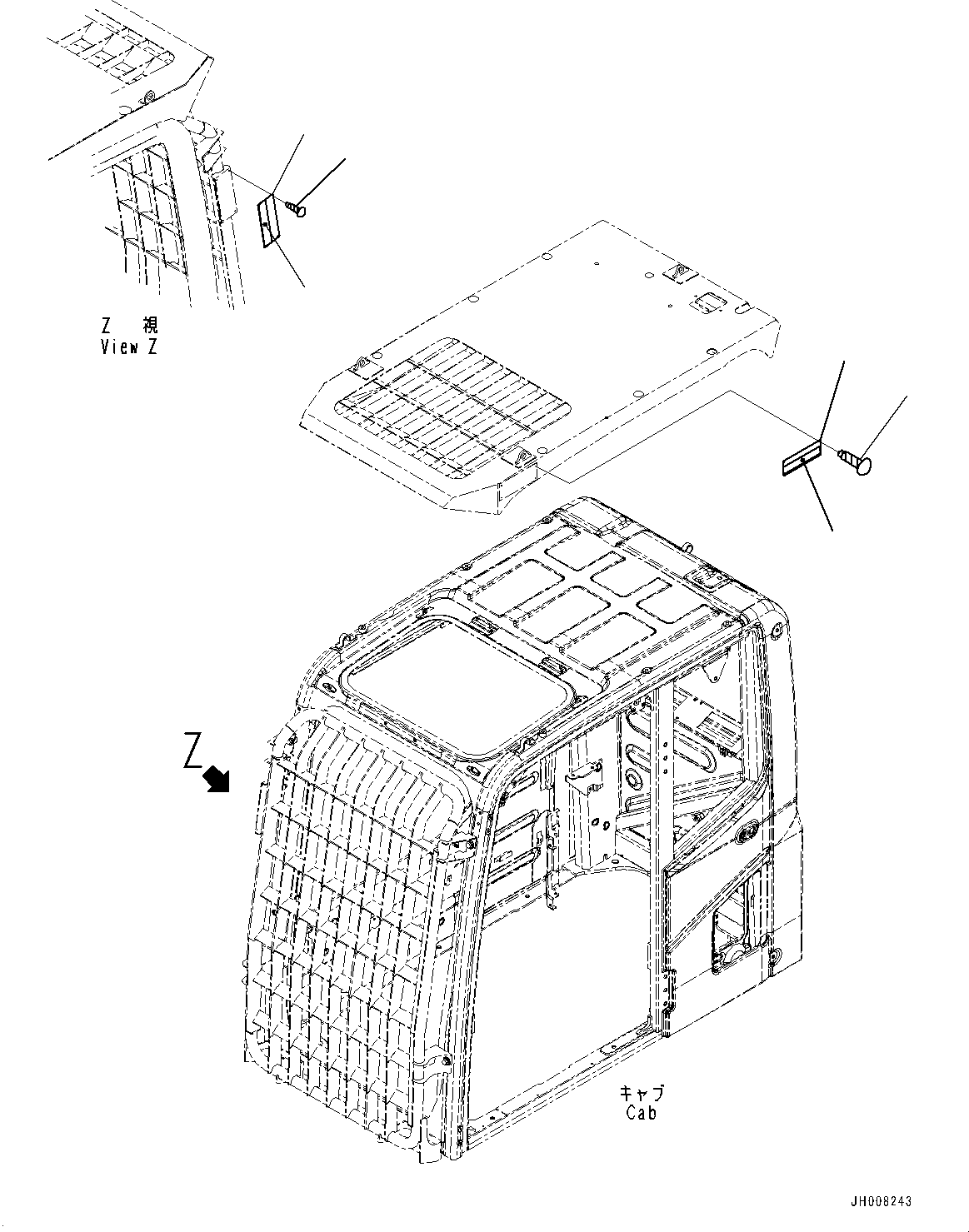 FOPS Plate, (Indonesian-English, Cab Front Full Guard LV2, Cab Top Guard LV2)(#350001-) — komatsu parts diagram