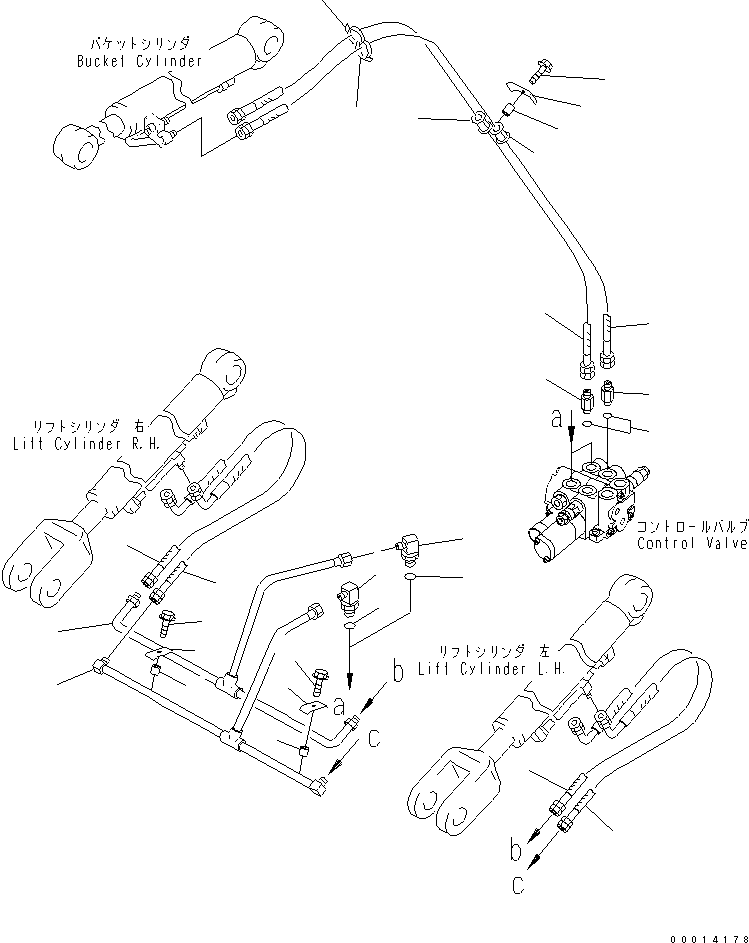HYDRAULIC PIPING (LIFT AND DUMP CYLINDER LINE) — komatsu parts diagram