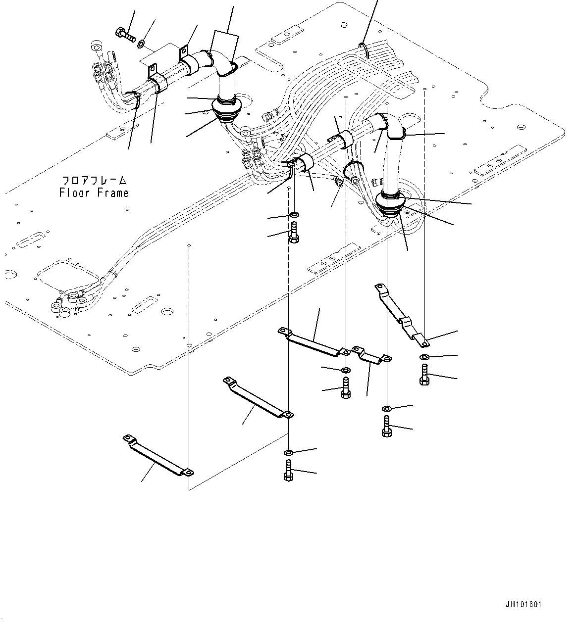 Cab, Floor, Piping Mounting(#700001-) — komatsu parts diagram