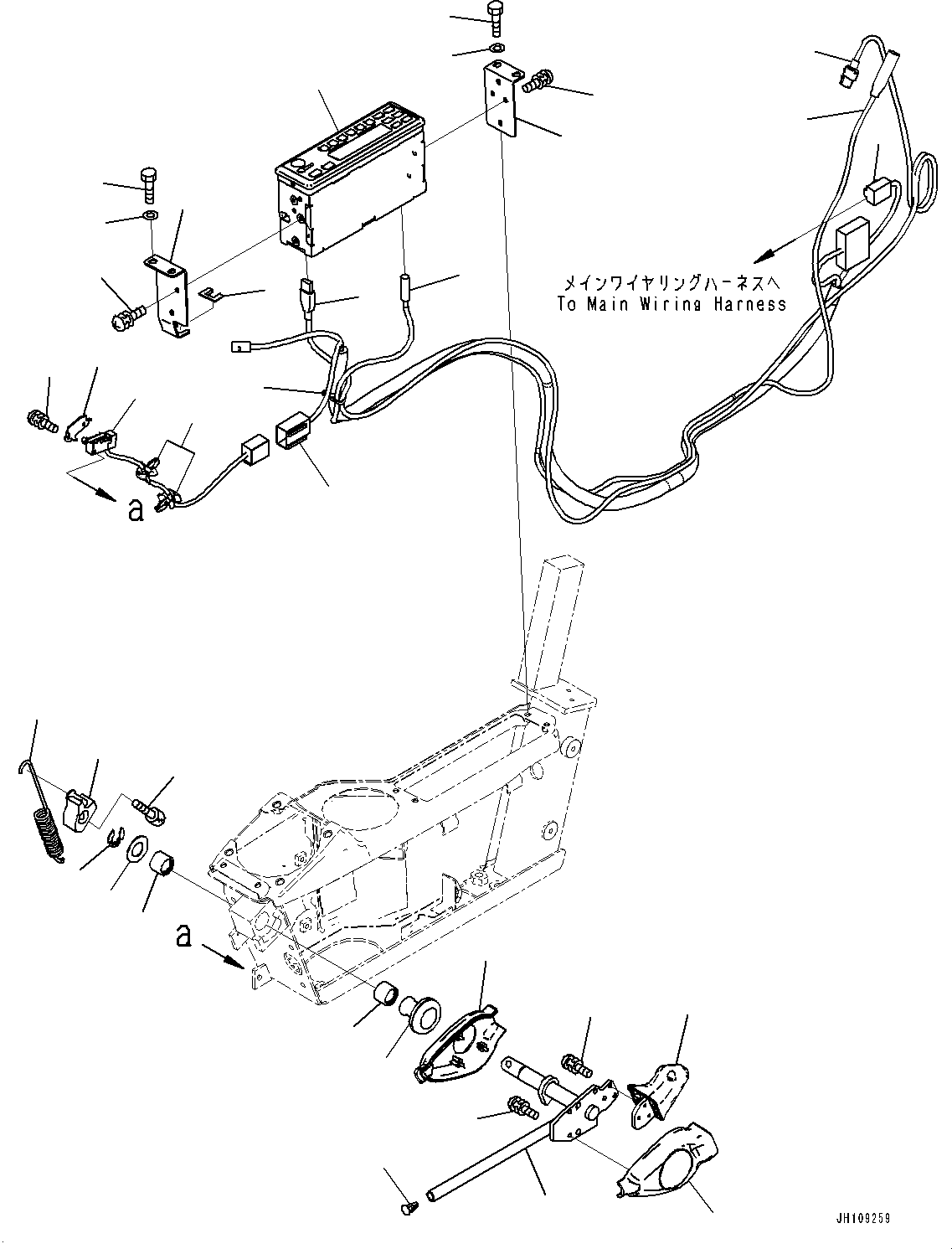Cab, Floor, Radio and Work Equipment Lock Lever(#700001-) — komatsu parts diagram