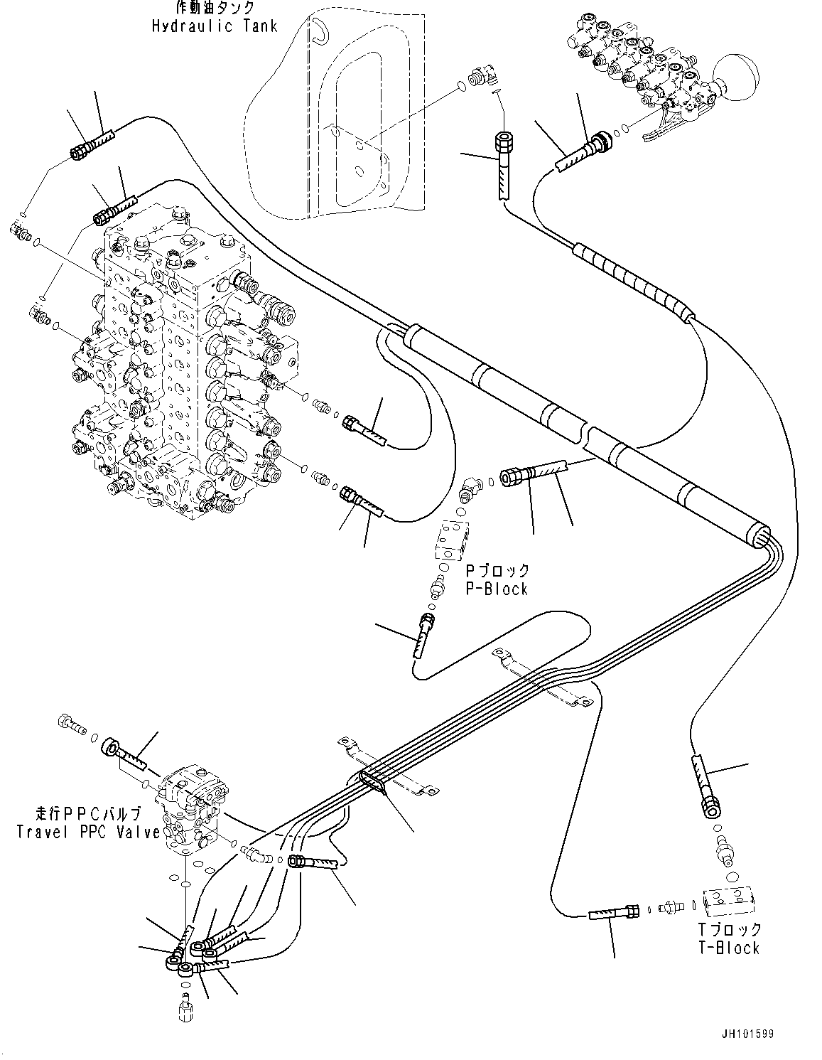 Cab, Floor, PPC Valve Piping for Travel(#700001-) — komatsu parts diagram