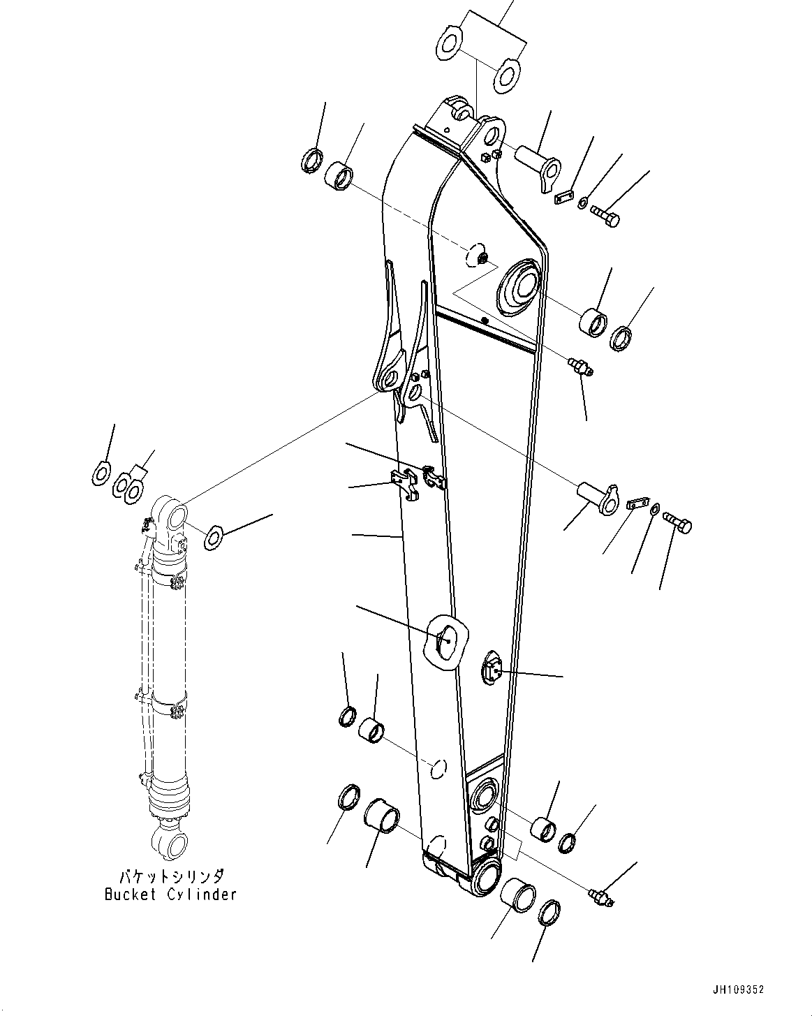 Arm, Arm and Pin (2900mm, Heavy Duty Type, 1-Attachment)(#700001-) — komatsu parts diagram
