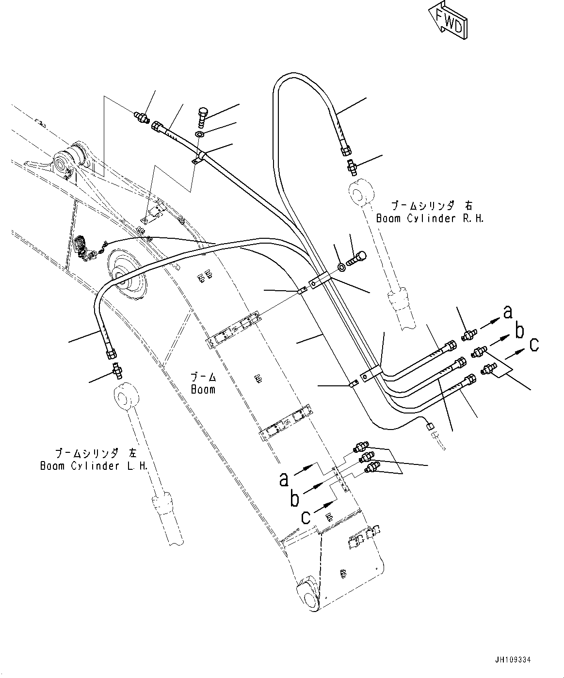 Boom, Lubrication Piping (5700mm Heavy Duty Type)(#700001-) — komatsu parts diagram
