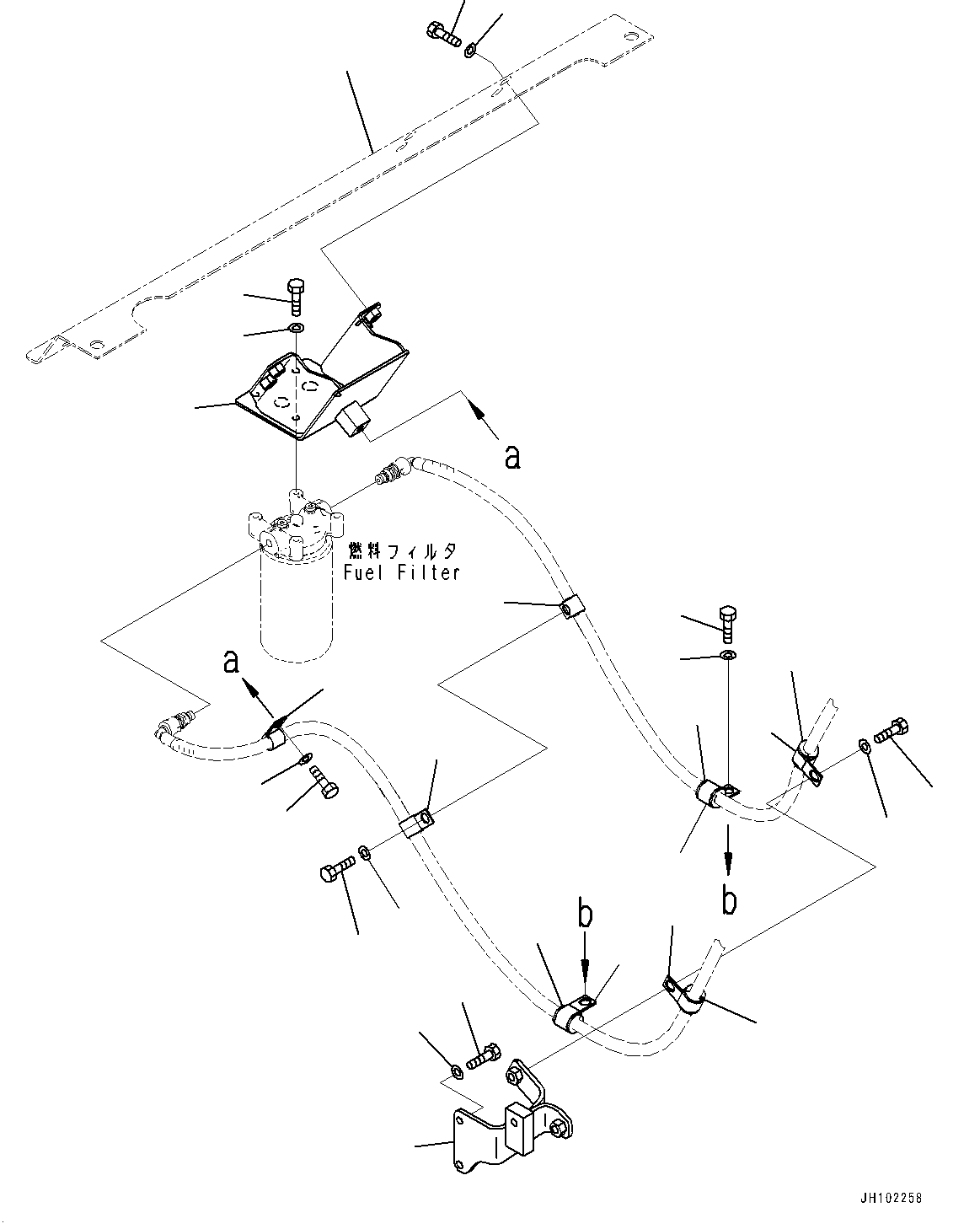 Fuel Supply Piping, Fuel Filter Bracket(#700001-) — komatsu parts diagram