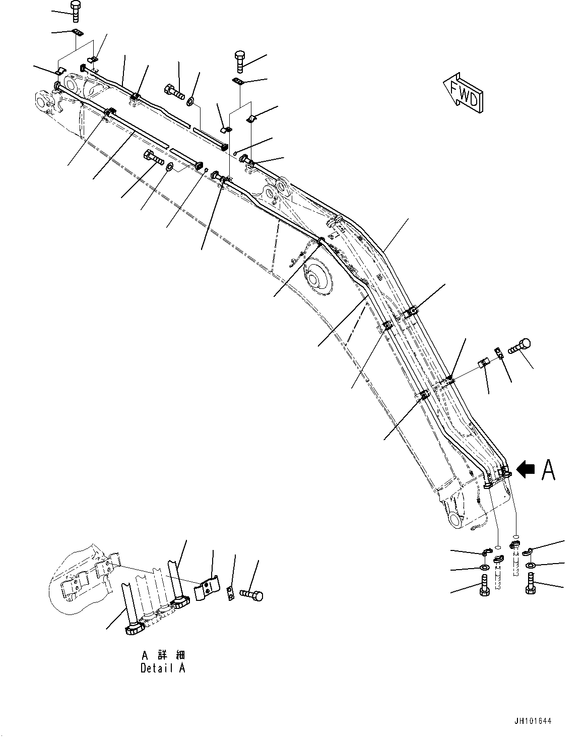 Boom, Bucket Cylinder Piping (5700mm Heavy Duty Type)(#700001-) — komatsu parts diagram