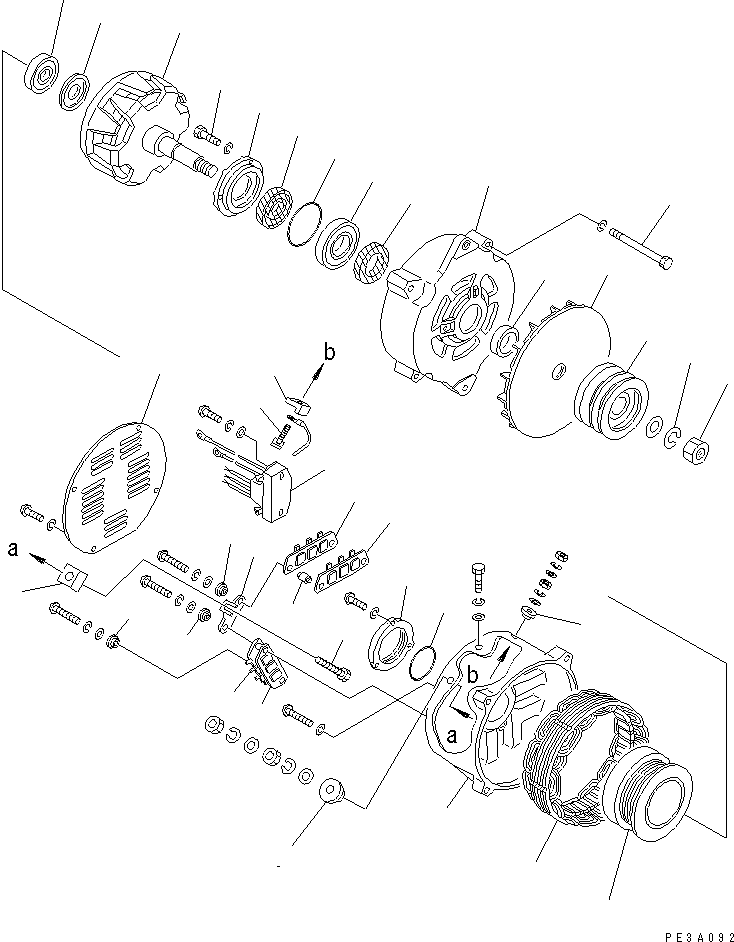 ALTERNATOR (50A) (EXTREME COLD TERRAIN SPEC.) (WITH HARDENING PULLEY) (INNER PARTS)(#61434-86018) — komatsu parts diagram