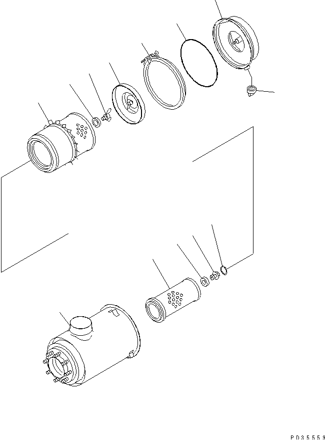 AIR CLEANER (EXTREME COLD TERRAIN SPEC.)(#61434-) — komatsu parts diagram