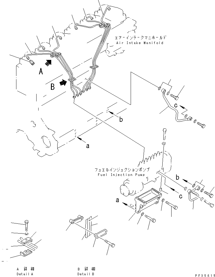 FUEL INJECTION PUMP PIPING (EXTREME COLD TERRAIN SPEC.)(#61434-) — komatsu parts diagram