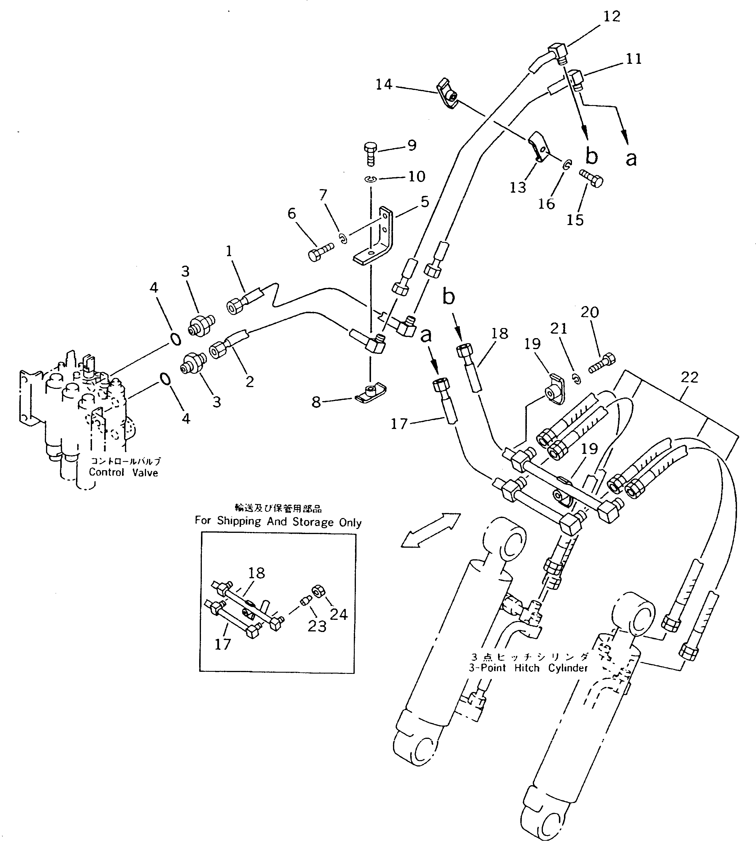 HYDRAULIC PIPING (VALVE TO CYLINDER) (FOR 3-POINT HITCH) — komatsu parts diagram