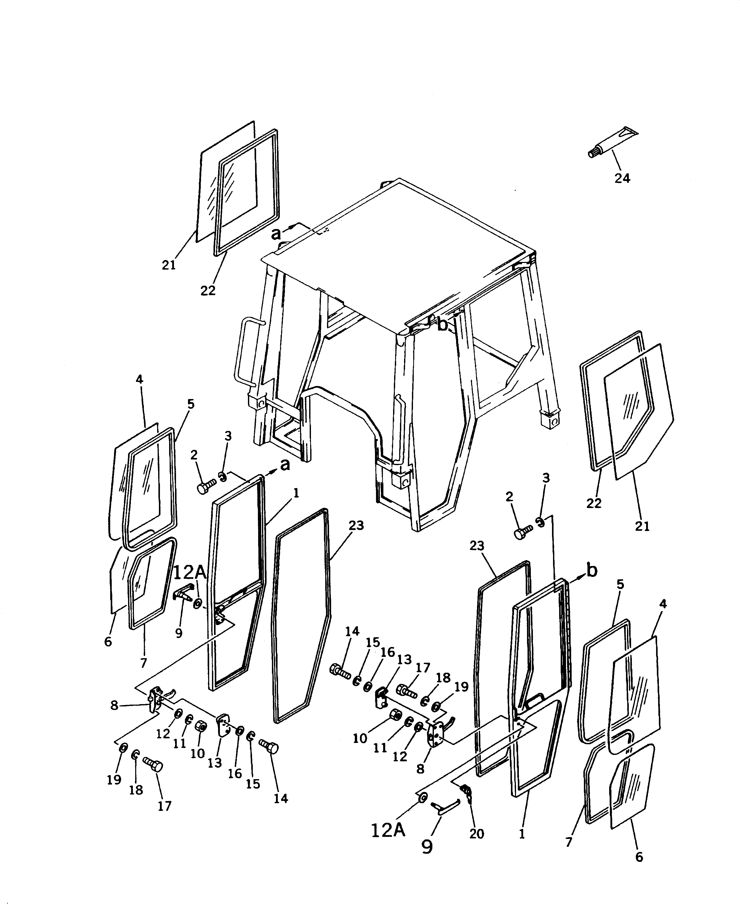 ROPS CAB (DOOR AND SIDE WINDOW) (3/5) — komatsu parts diagram
