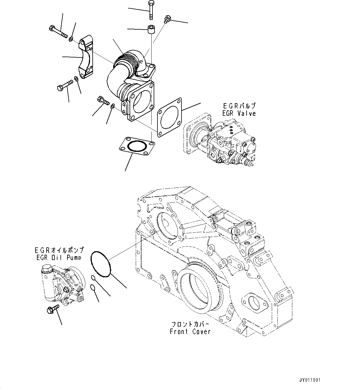Exhaust Gas Re-circulation (EGR) Valve, EGR By-Pass Valve Piping(#567007-) — komatsu parts diagram