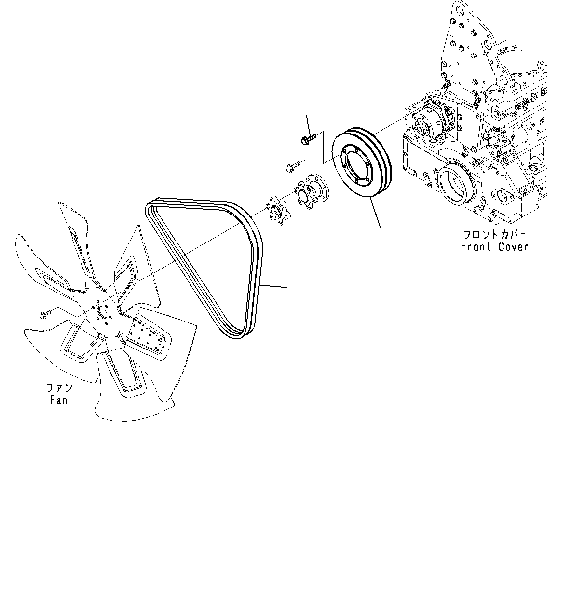 Cooling Fan Pulley and Drive Belt, (#567007-) — komatsu parts diagram