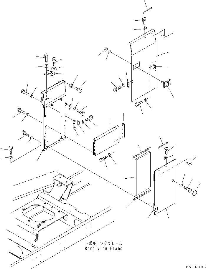 LEFT SIDE COVER (FRONT SIDE) — komatsu parts diagram