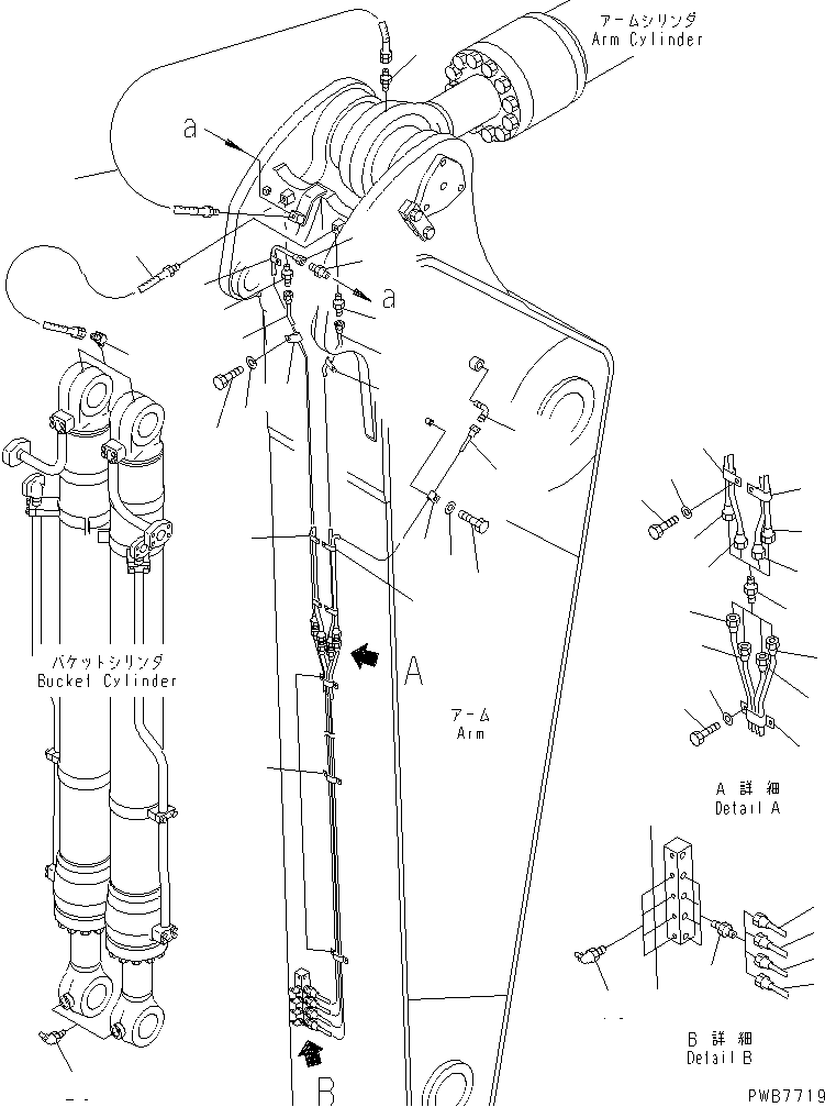 ARM (3.4M) (LUBRICATION) (FOR BACKHOE) (SE) — komatsu parts diagram
