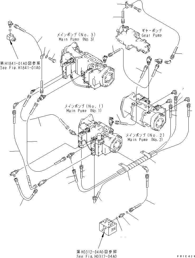 O.L.S.S. LINES (MAIN PUMP) — komatsu parts diagram