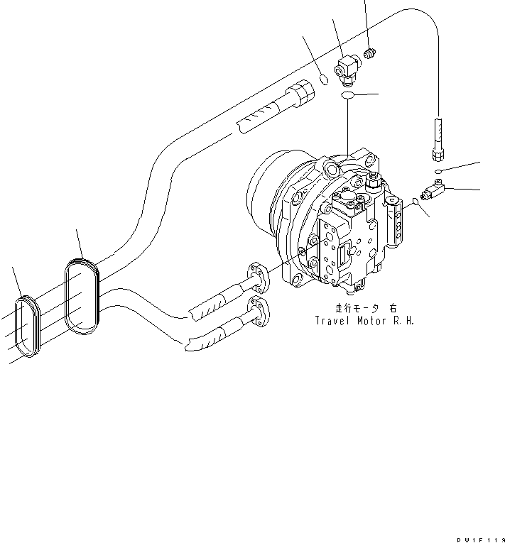 TRACK FRAME (TRAVEL PIPING) (MOTOR SIDE) (R.H.) — komatsu parts diagram