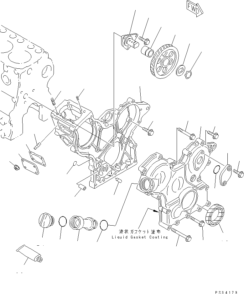 FRONT COVER AND GEAR — komatsu parts diagram