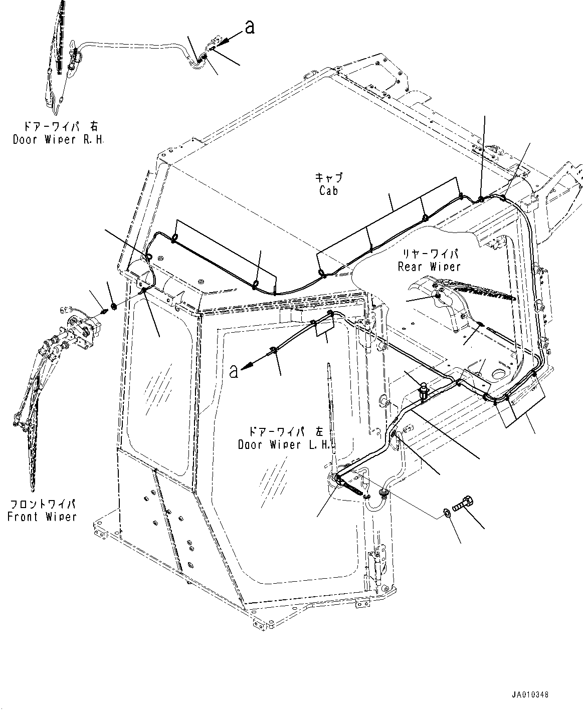 Cab, Washer Hose(#90404-) — komatsu parts diagram