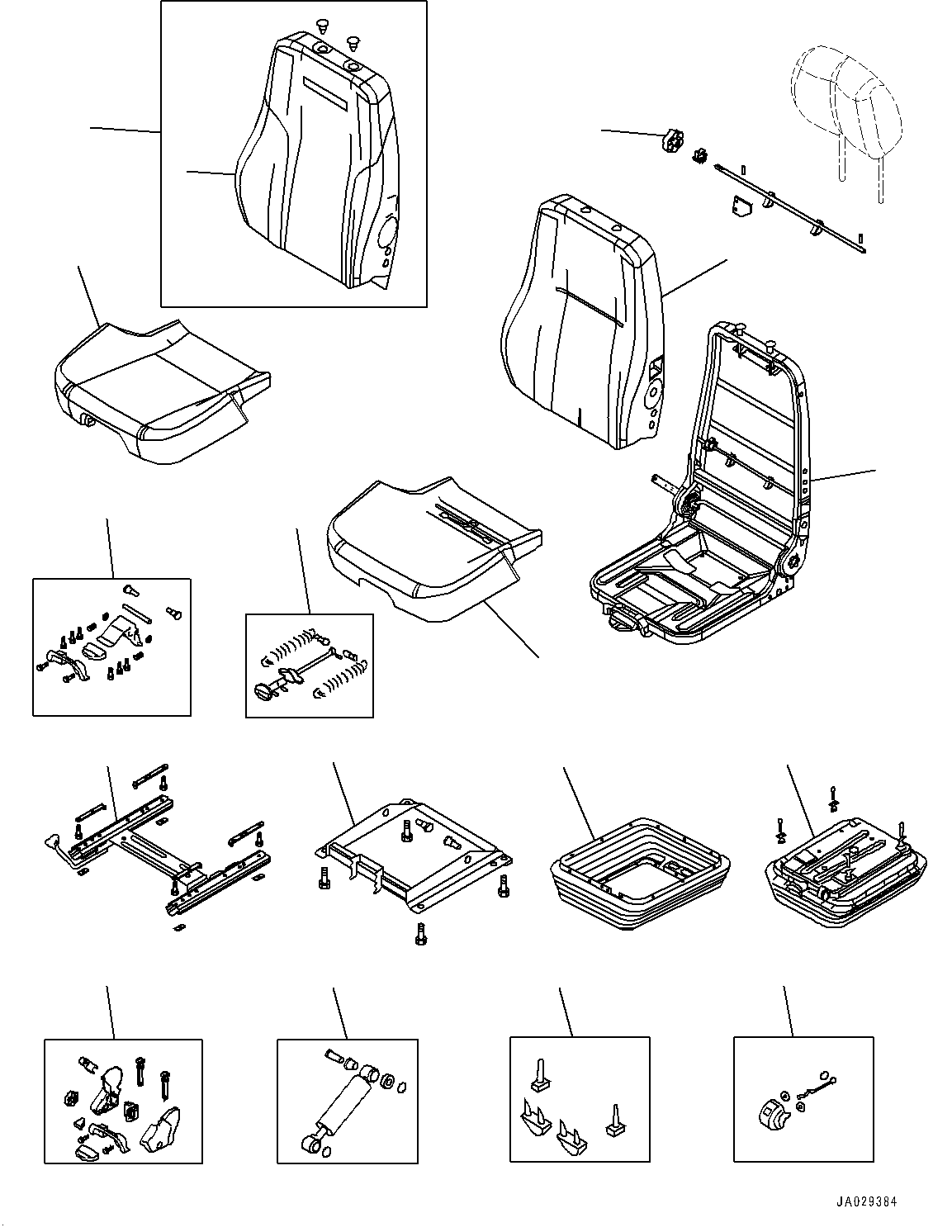 Operator's Seat, Inner Parts (Mechanical Suspension Type, Leather, Tilt, Hi-Back Type)(#95380-) — komatsu parts diagram