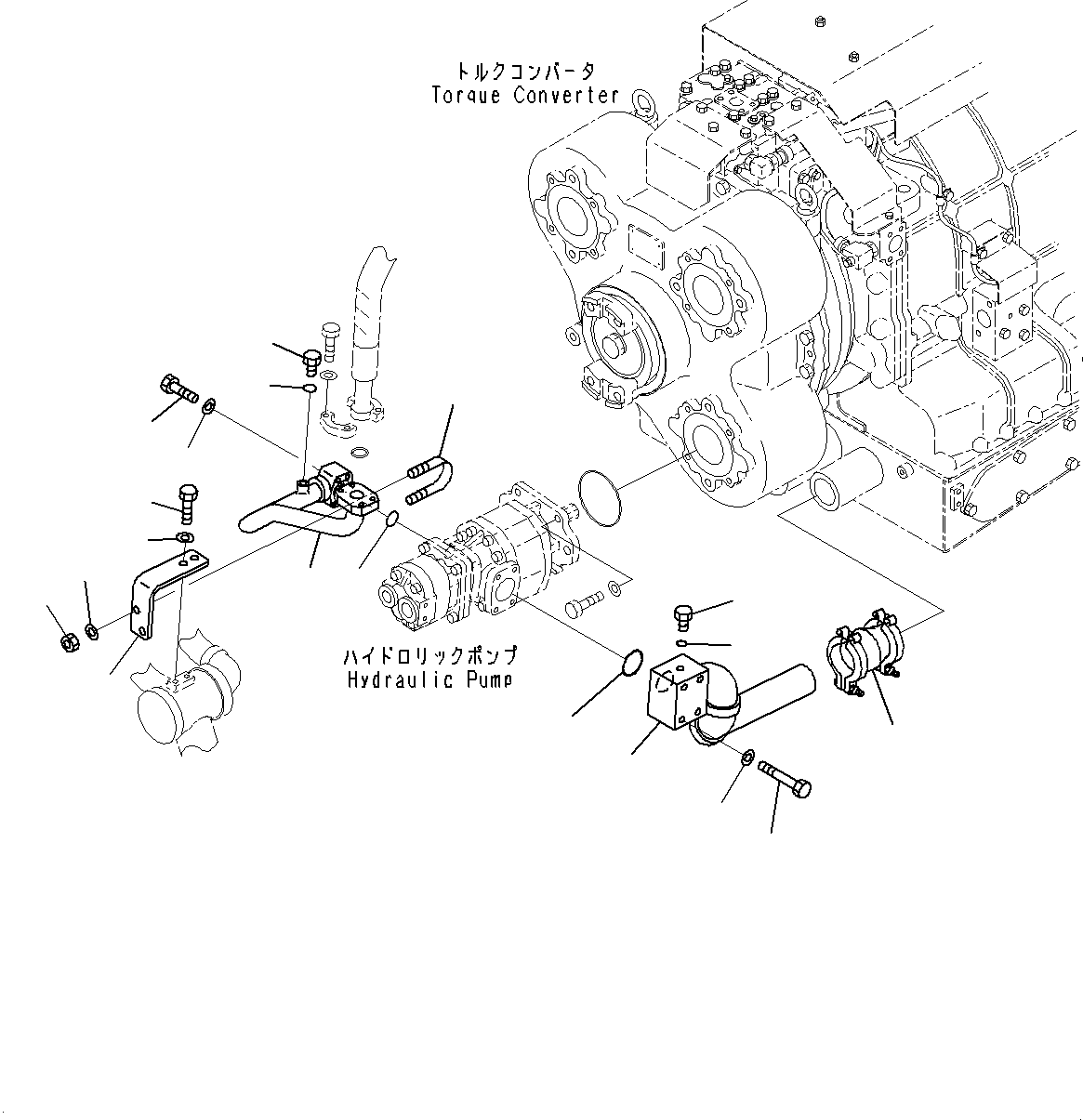 Torque Converter and Transmission, Torque Converter and Transmission Pump Piping (1/2)(#20001-) — komatsu parts diagram