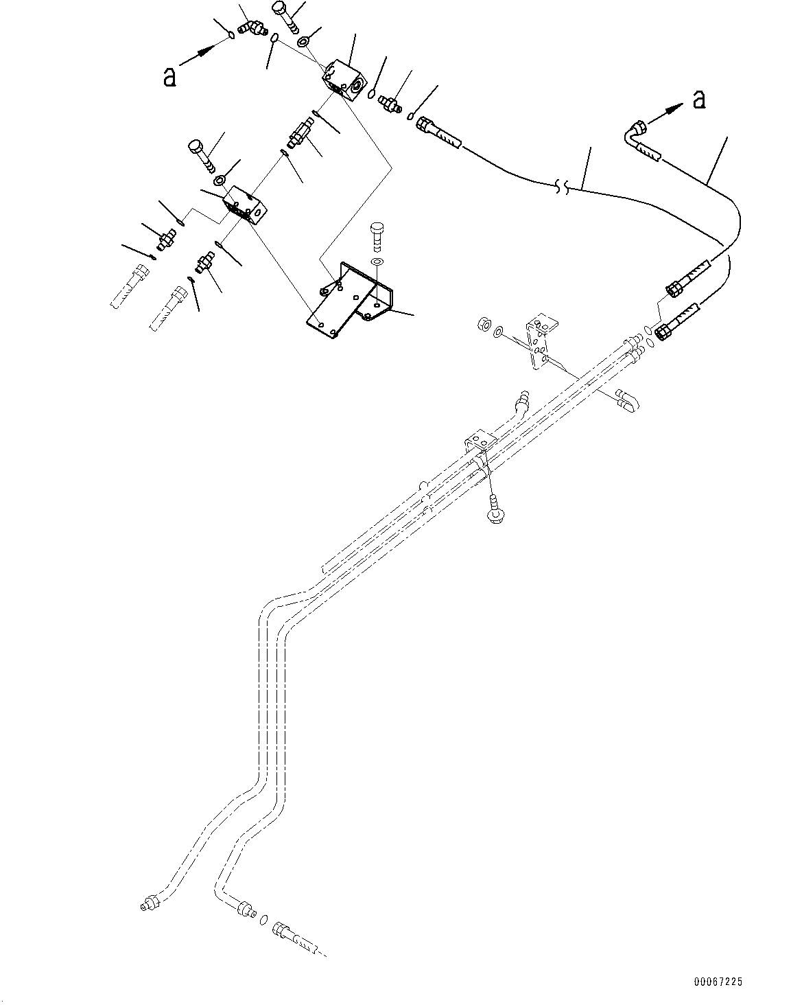 Brake Piping, Shuttle Valve (2/2) (Front Brake Cut-off System, Without Anti-skid Brake System (ABS))(#20001-) — komatsu parts diagram