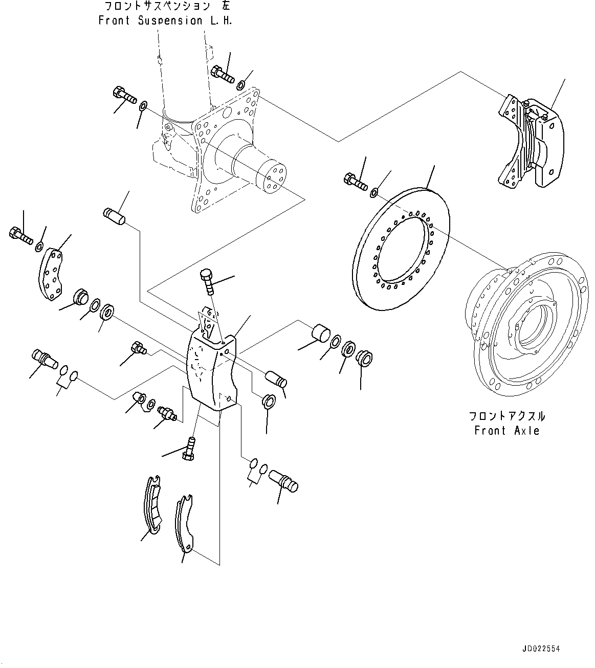 Front Axle, Front Brake L.H.(#20001-) — komatsu parts diagram