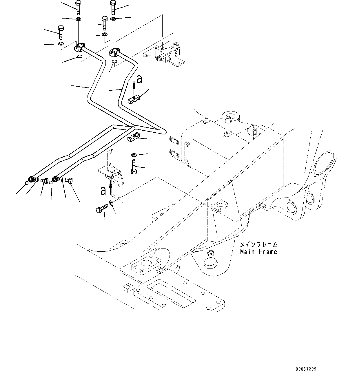 Steering and Hoist Hydraulic Piping, Steering Cylinder Piping(#20001-) — komatsu parts diagram