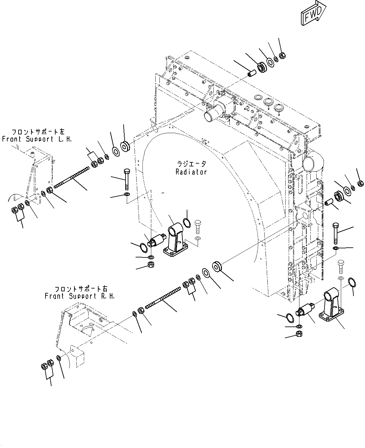 Radiator, Mounting(#20001-) — komatsu parts diagram