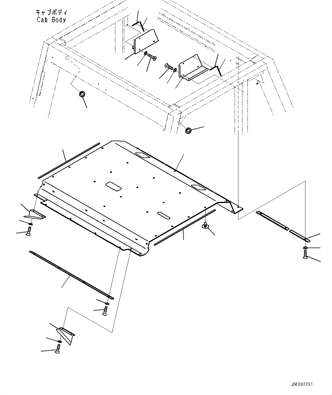 Cab, Roof Pad(#20001-) — komatsu parts diagram