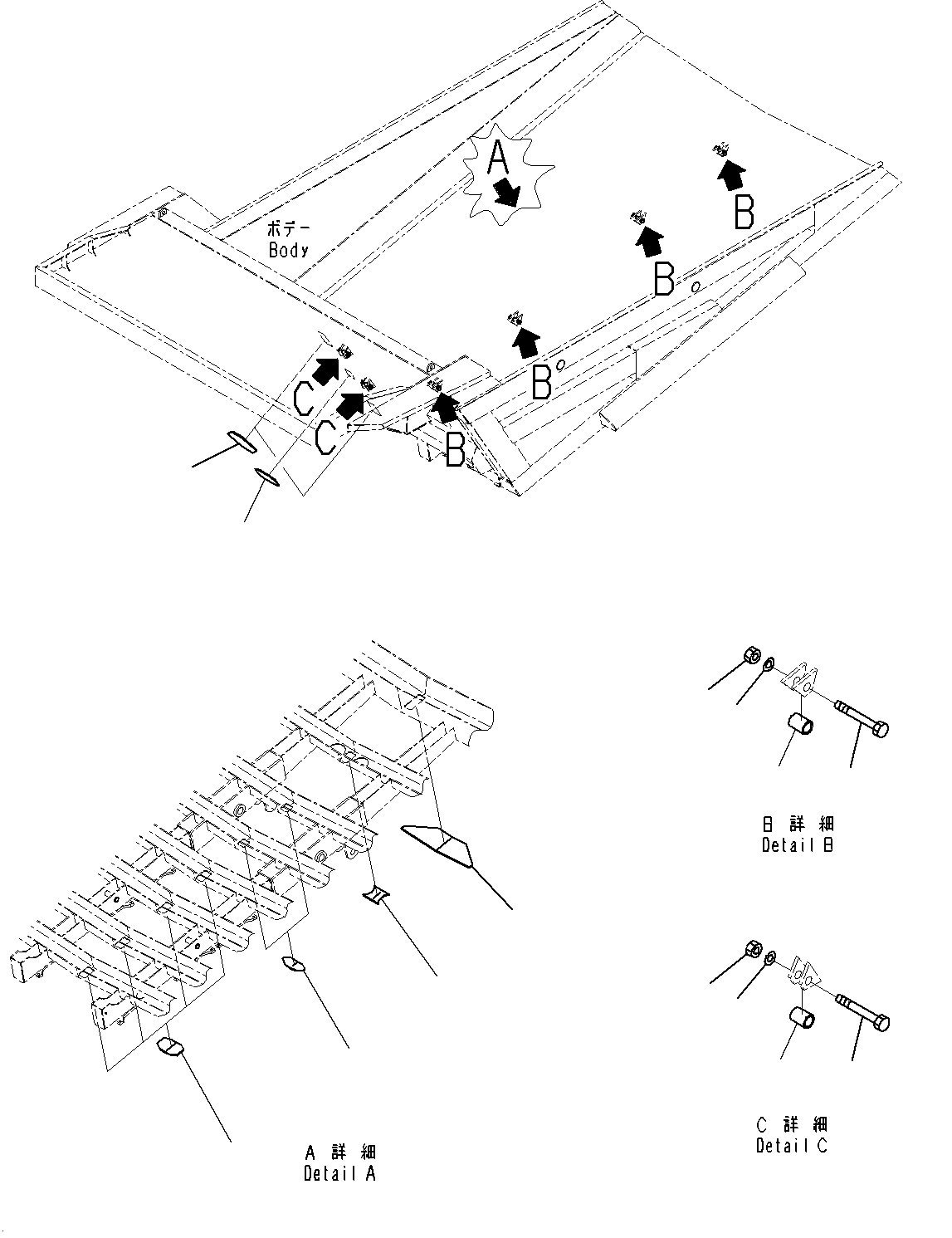 Body, Related Parts (Auto-greasing System or Centralized Lubrication, 4-Points, With Platform Guard)(#20001-) — komatsu parts diagram