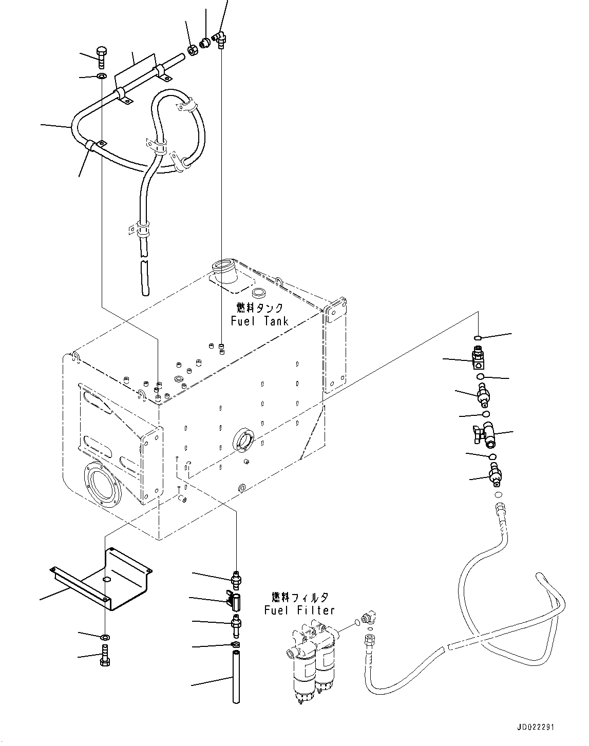 Fuel Tank, Drain Valve and Cover(#20001-) — komatsu parts diagram