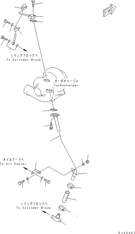 TURBOCHARGER LIBRICATING OIL PIPING(#28434-) — komatsu parts diagram