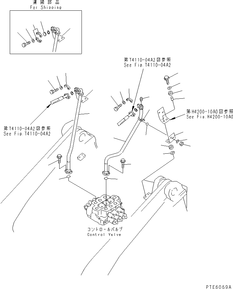 HYDRAULIC PIPING (FRONT ATTACHMENT LINE) (WITH 3-SPOOL CONTROL   VALVE AND MONO LEVER) — komatsu parts diagram