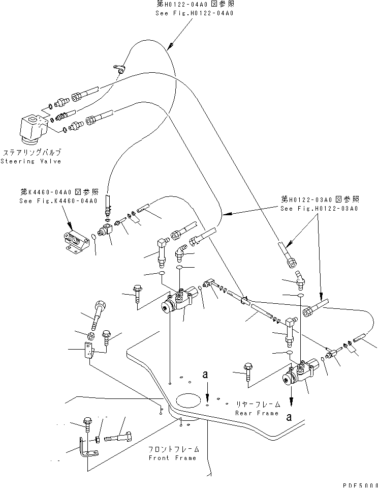 STEERING HYDRAULIC LINE (STOP VALVE PIPING) — komatsu parts diagram