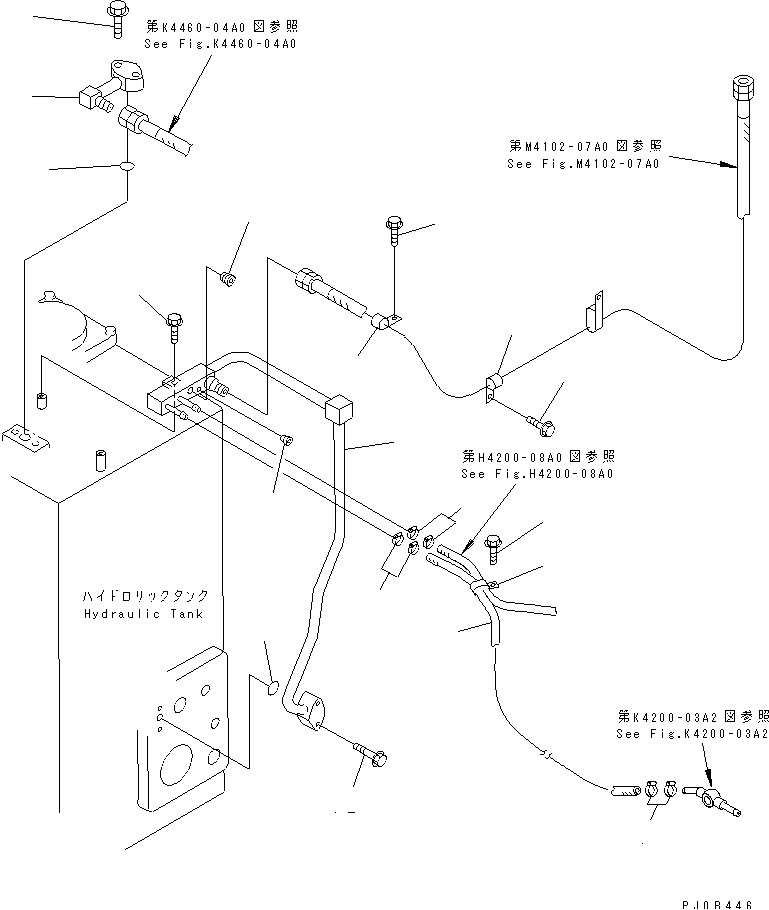 HYDRAULIC TANK (P.P.C. VALVE AND BRAKE VALVE DRAIN LINE)         (WITH MONO LEVER) — komatsu parts diagram