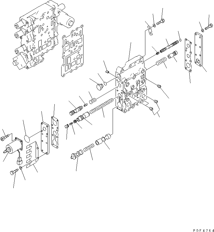 TRANSMISSION CONTROL VALVE (UPPER VALVE) — komatsu parts diagram