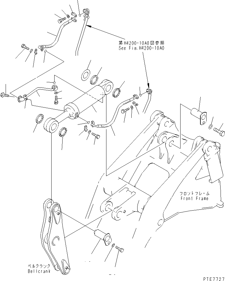 DUMP CYLINDER (PIPING AND MOUNTING) (WITH AUTO GREASE SYSTEM) — komatsu parts diagram