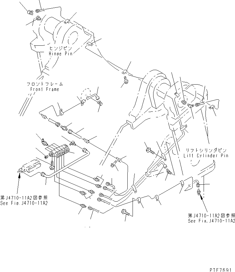 REMOTE GREASE (FRONT FRAME HINGE PIN LINE)                       (WITH AUTO GREASE SYSTEM) — komatsu parts diagram