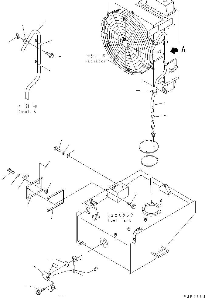 FUEL TANK (COVER AND BREATHER HOSE PIPING) — komatsu parts diagram