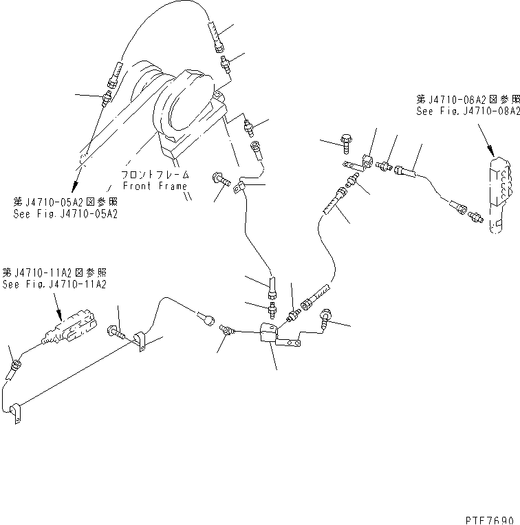 REMOTE GREASE (FRONT FRAME CENTER LINE) (WITH AUTO GREASE SYSTEM) — komatsu parts diagram