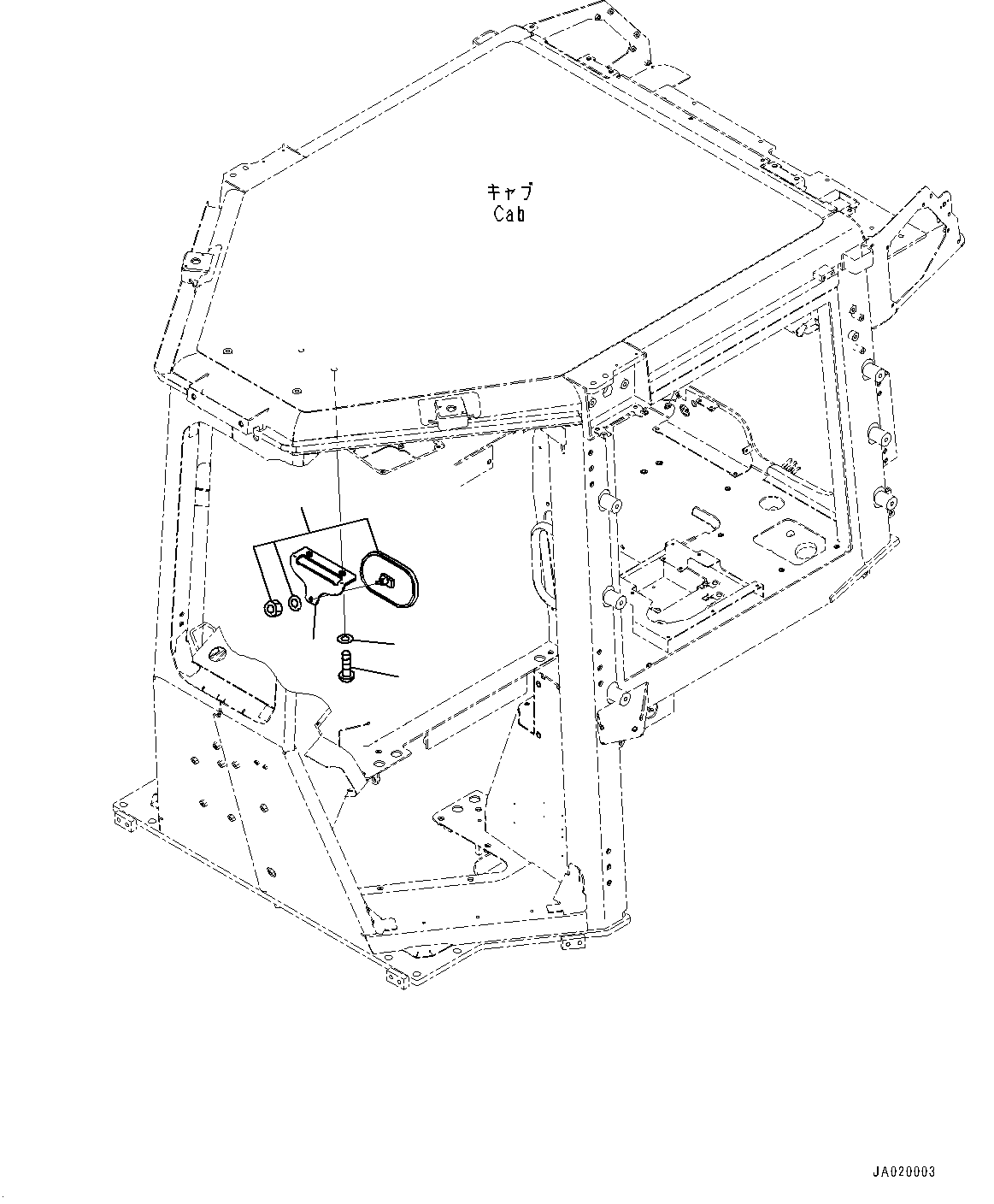 Cab, Rearview Mirror(#45001-) — komatsu parts diagram