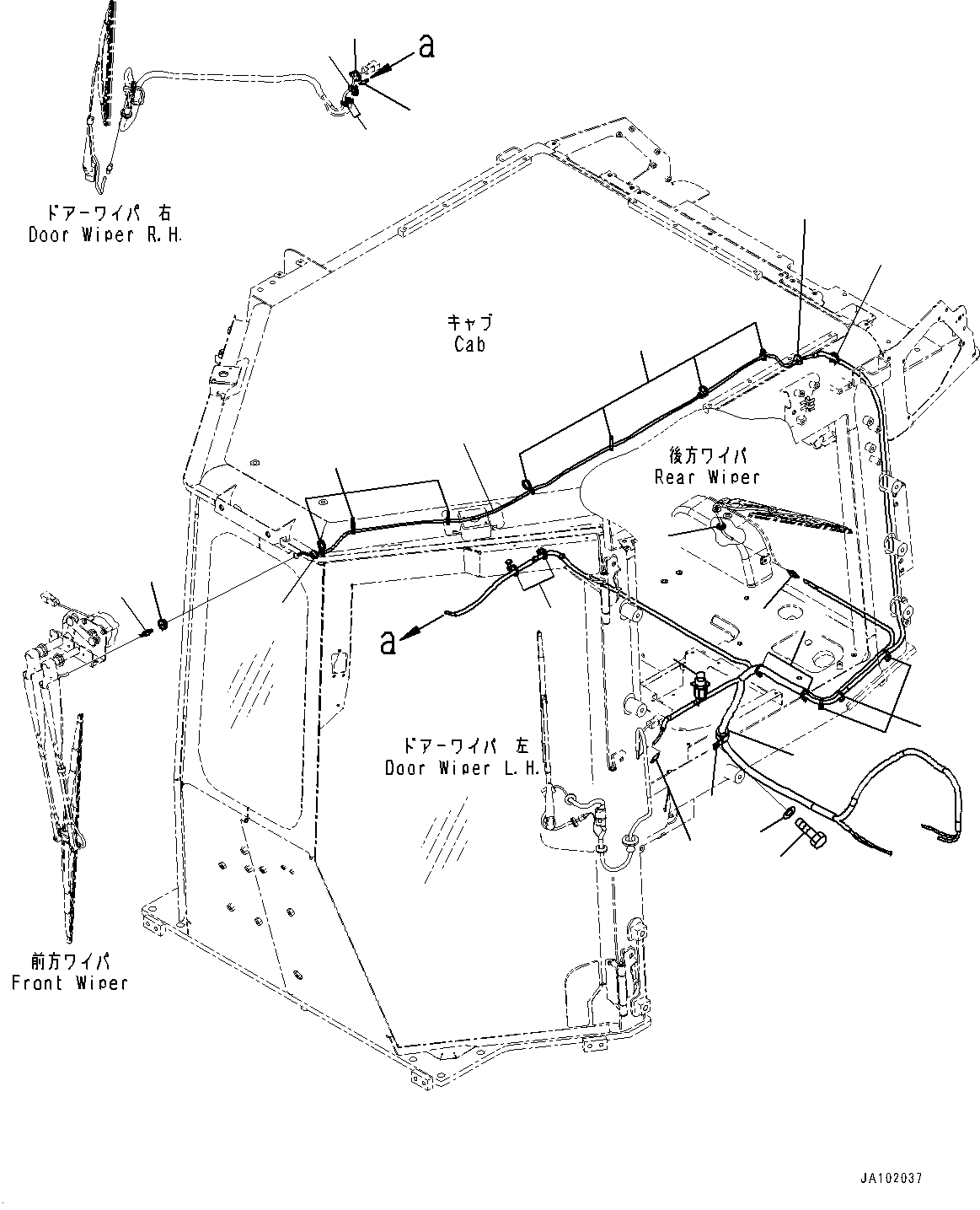 Cab, Washer Hose(#40001-) — komatsu parts diagram