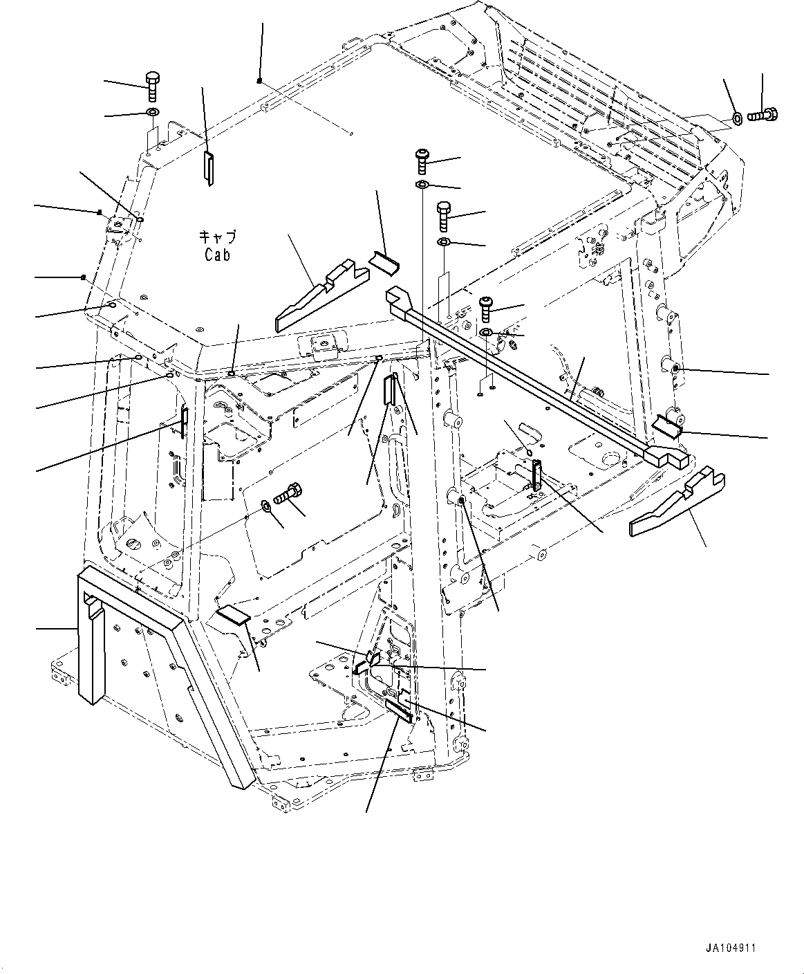 Cab, Outside Seal (With Gateway Function Controller)(#40001-) — komatsu parts diagram