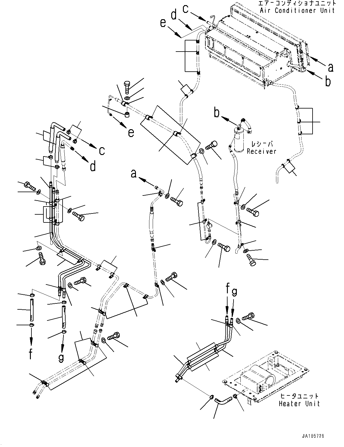 Cab, Heater Piping(#45001-) — komatsu parts diagram