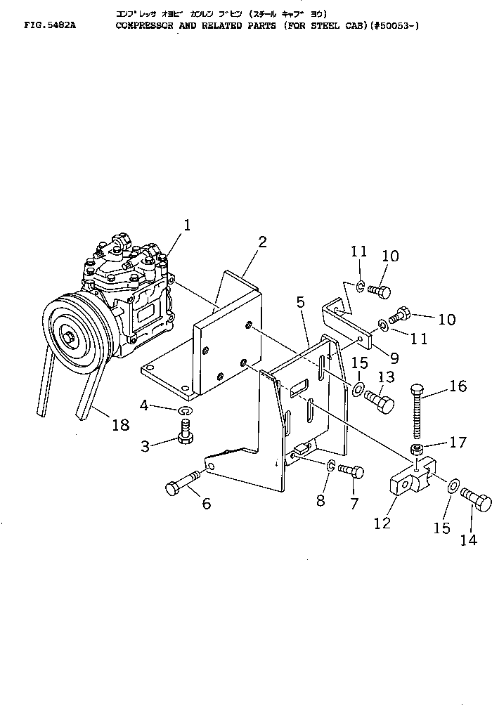 COMPRESSOR AND RELATED PARTS (FOR STEEL CAB)(#50047-) — komatsu parts diagram