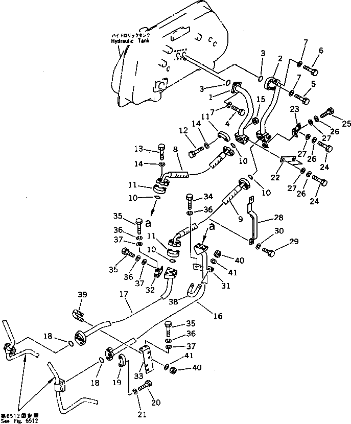 HYDRAULIC PIPING (LIFT CYLINDER LINE) (1/2) — komatsu parts diagram